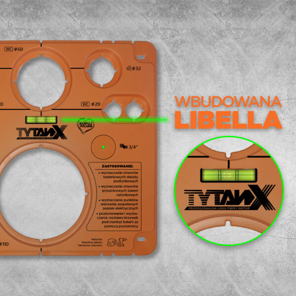 Grafika-libella-Tytanx-tworzywo SZABLON GLAZURNICZY Z TWORZYWA Z LIBELLĄ TYTANX
